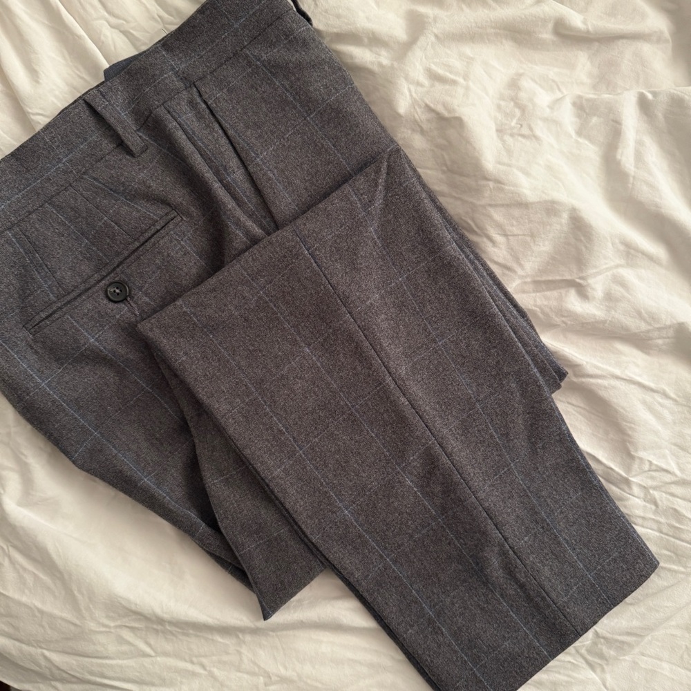 Grey and Blue Check Dress Pants